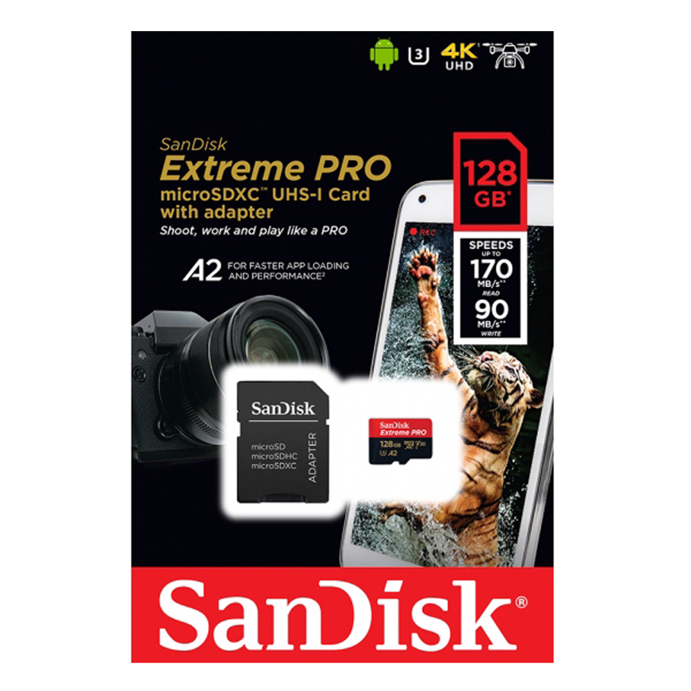 SanDisk EXTREME® PRO A2 128GB microSDXC UHS-I Card with Adapter - 170MB/s เมมโมรี่